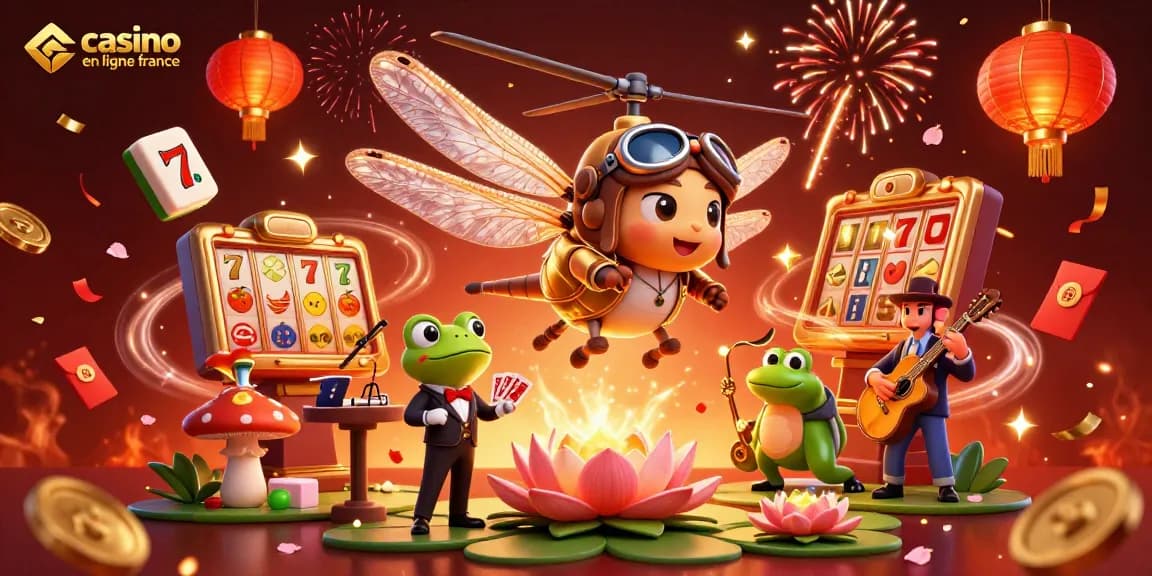 Jouez au casino en ligne France avec des graphismes colorés et dynamiques dans cette illustration
