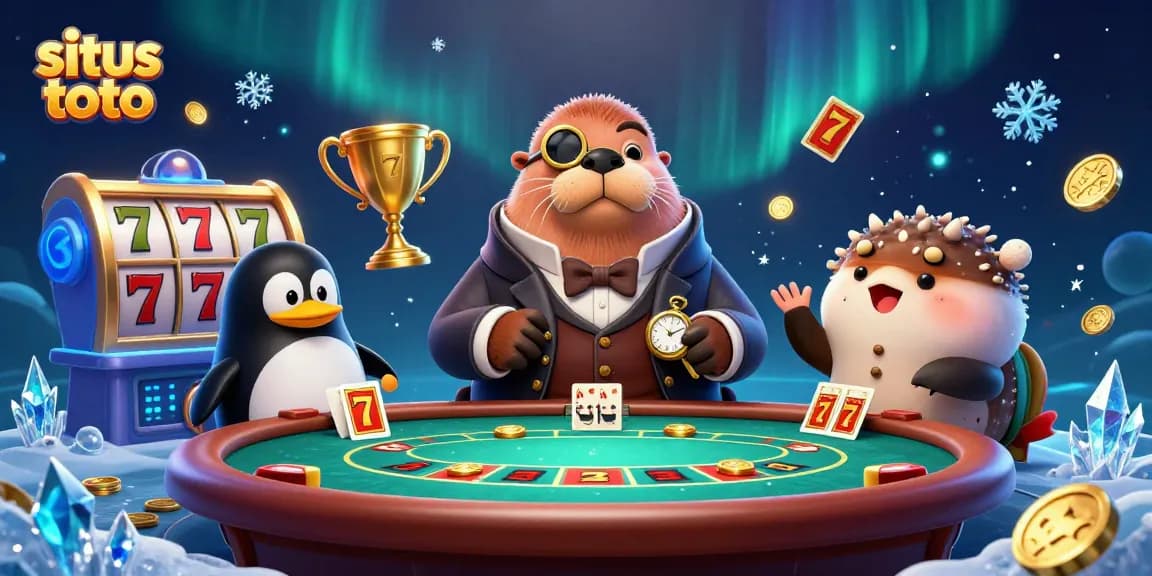 Play and win on situs toto with a jolly walrus at a vibrant underwater poker table