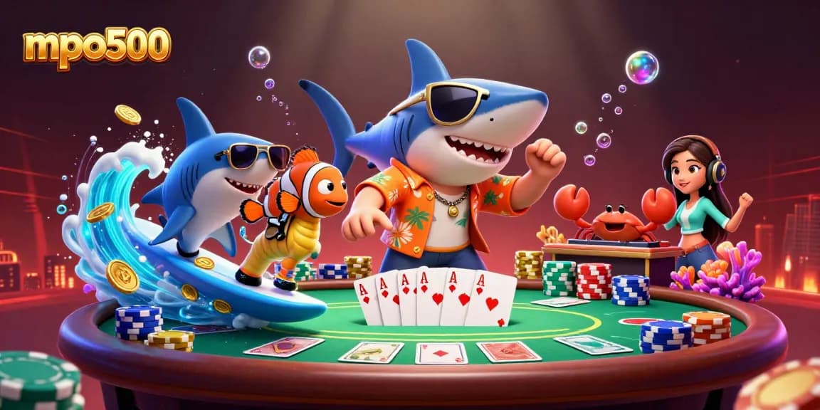 Engage in thrilling gaming with mpo500's colorful characters and vibrant casino elements.