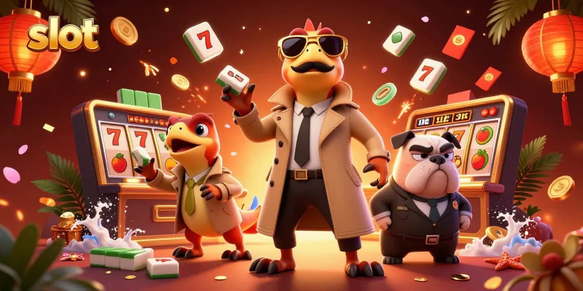 Experience thrilling slot gameplay with raptors in a trench coat entering a casino.
