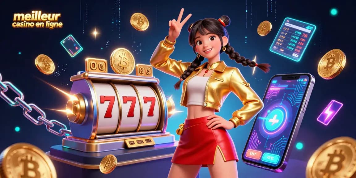 Découvrez l'excitation du meilleur casino en ligne avec des machines à sous vibrantes et des cryptomonnaies illuminant la scène.