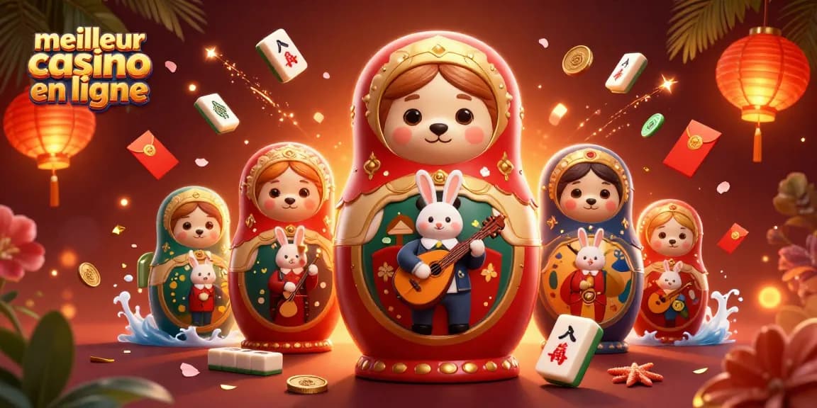 Découvrez le frisson du meilleur casino en ligne avec des ours colorés et des éléments de casino dans cette scène 3D vibrante.