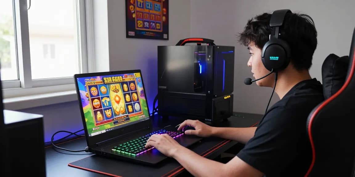 Pengalaman bermain SLOT GACOR yang menyenangkan dengan peralatan gaming modern dan pencahayaan LED yang menarik.