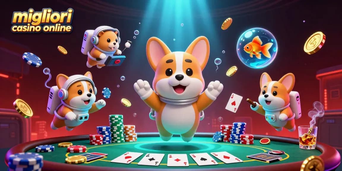 Gioca ai migliori casino online con fiches e monete d'oro in una scena spaziale affascinante.