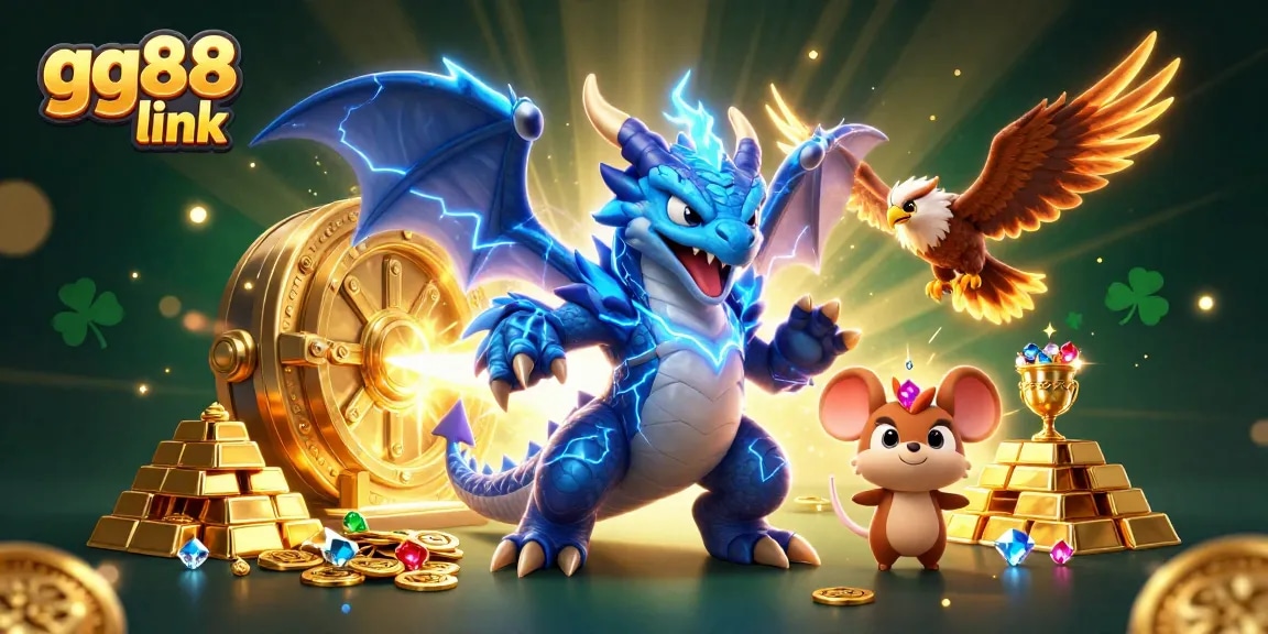 Experience winnings with the gg88 link, featuring dragon and treasure in a vibrant casino setting.