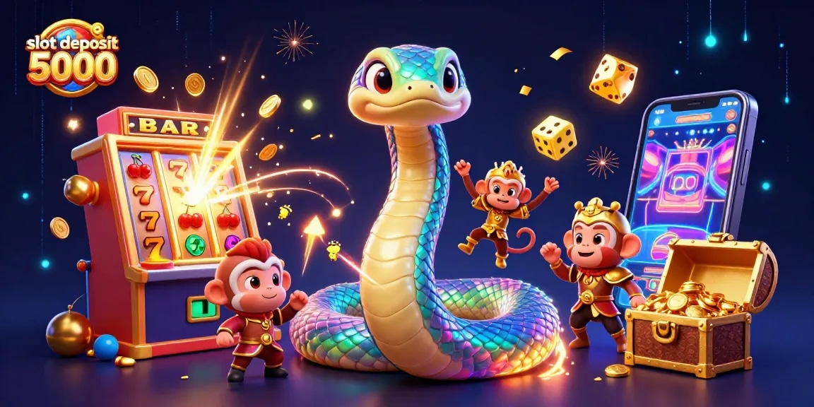 Slot deposit 5000: Meraih jackpot dan kemenangan yang spektakuler dengan simbol slot berkilau.