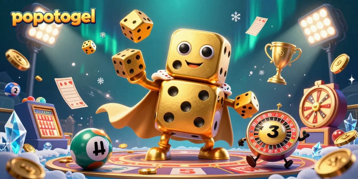 Play to win big with popotogel in this vibrant and dynamic lottery scene illustration.