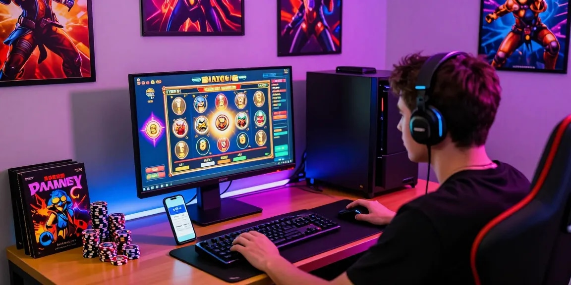 Player engaged in exhilarating online gaming experience using deposit pulsa tanpa potongan for a seamless gaming session.
