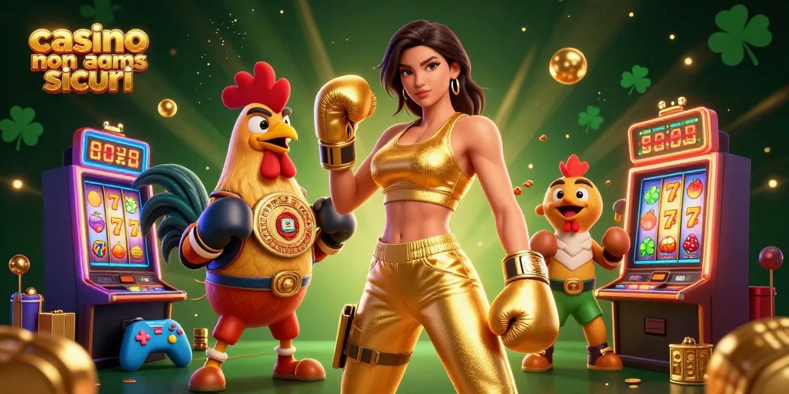 Interagisci con i casinò non AAMS sicuri attraverso slot machine vivaci e personaggi dinamici in un'animata scena di gioco.