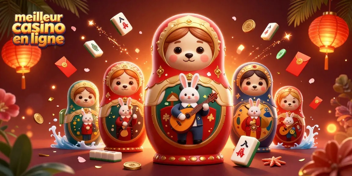 Découvrez le frisson du meilleur casino en ligne avec des ours colorés et des éléments de casino dans cette scène 3D vibrante.