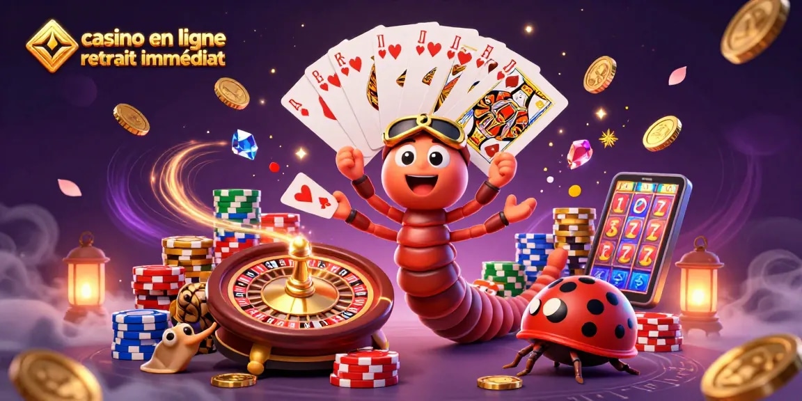 Gagnez avec le casino en ligne retrait immédiat à travers une illustration captivante des jeux d'argent.