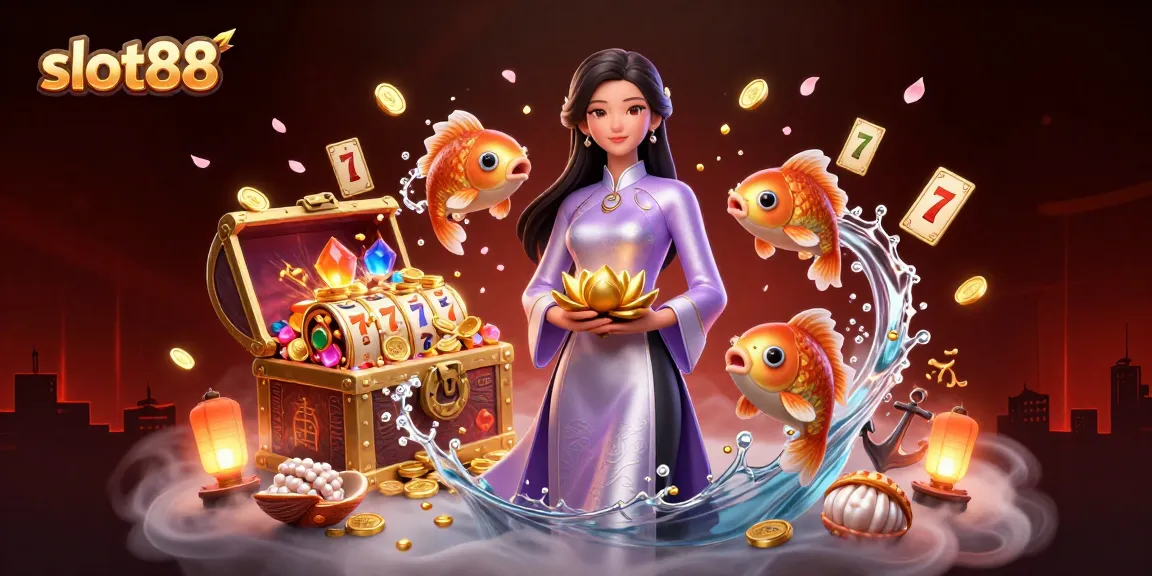 Experience thrilling slot88 action with vibrant characters amidst golden treasures and slot game elements.
