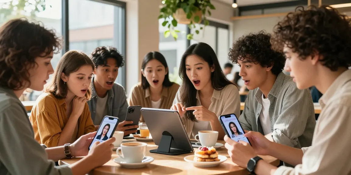 People enjoying the celebrity look alike app, smiling as they find celebrities that look alike.