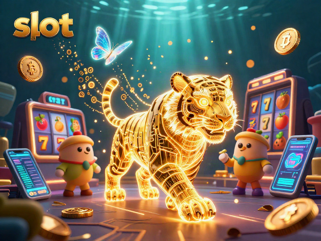 Engage with thrilling slot adventures featuring golden tiger in neon casino landscape
