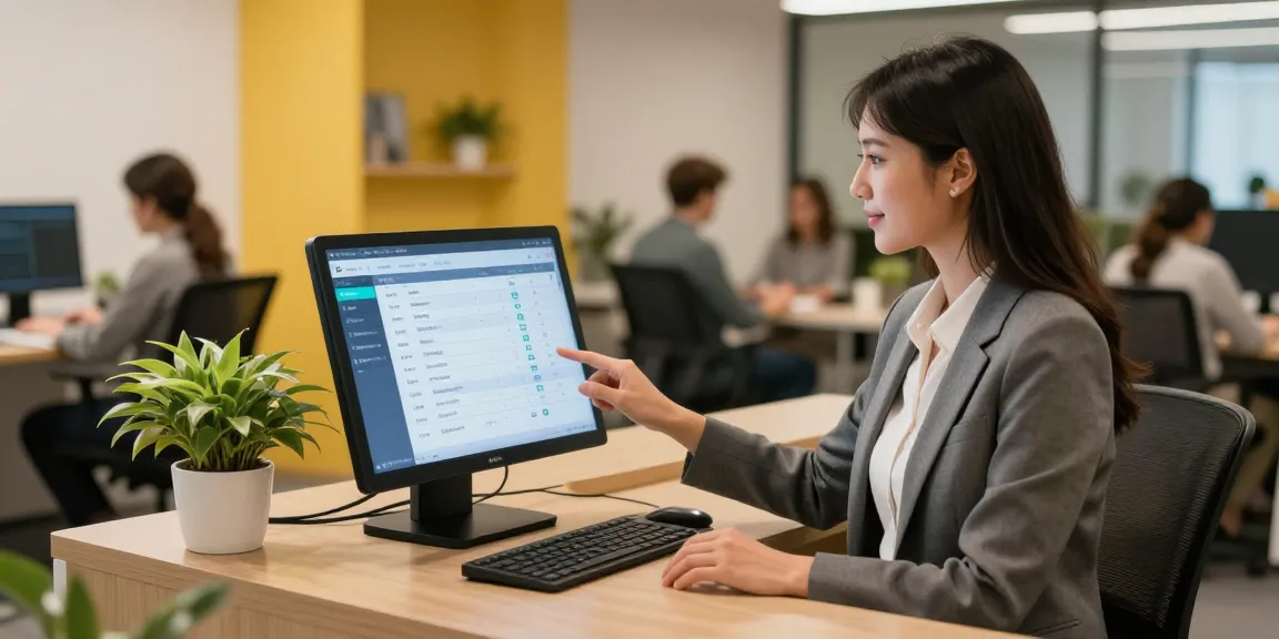 AI receptionist for small business managing digital bookings in a modern office.