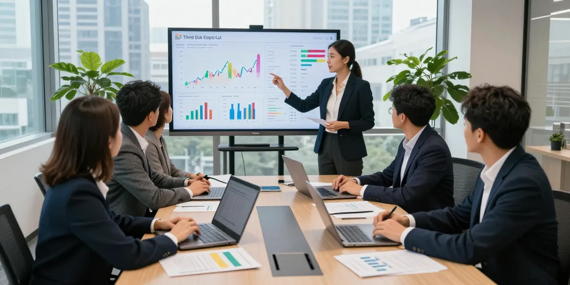 Meeting focused on strategies for Third Eye Capital with diverse analysts collaborating in a modern office.