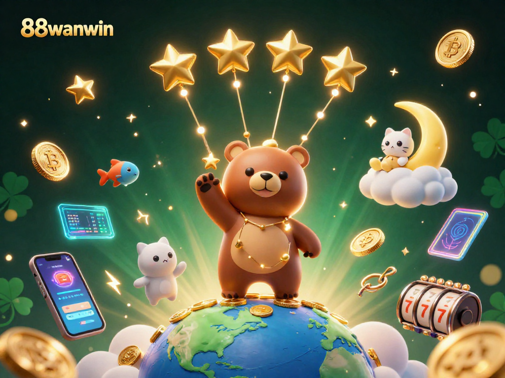 Experience the thrill of gambling with 88wanwin, featuring animated casino characters and vibrant gaming elements.