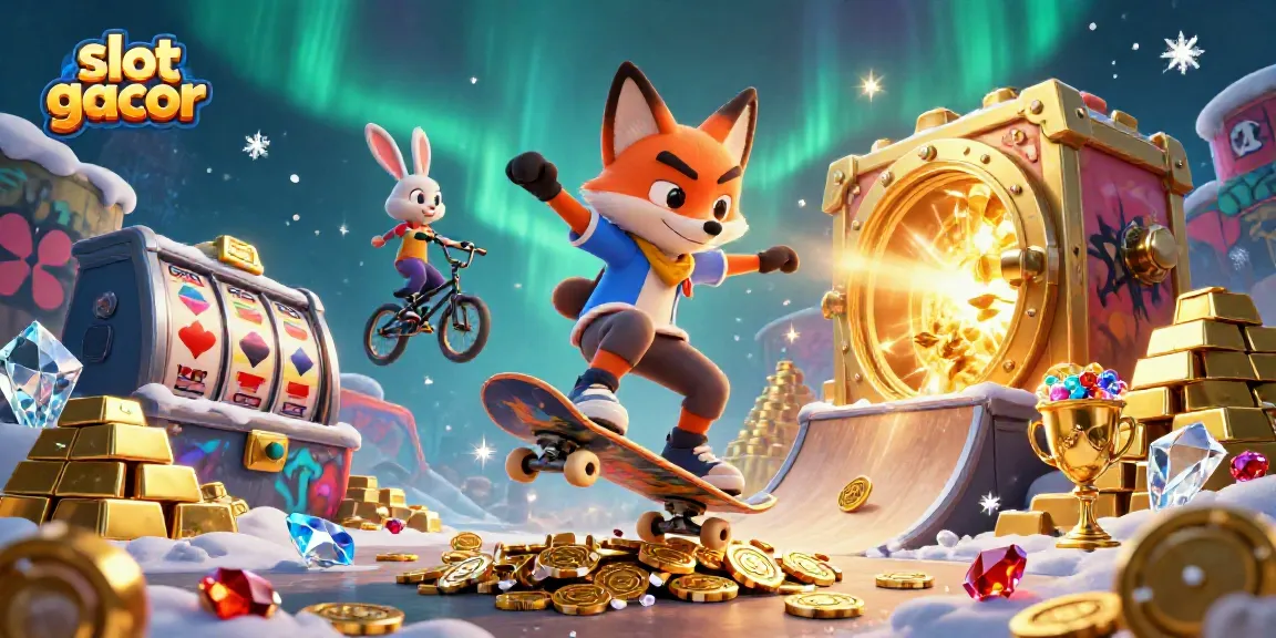 Experience the excitement of slot gacor with animated characters and vibrant casino symbols.