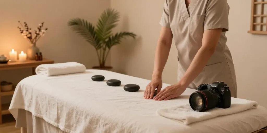 송파출장마사지 therapy room featuring calming ambiance and professional setup