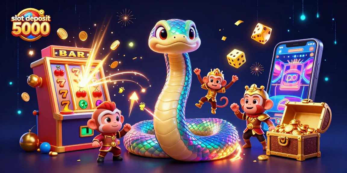 Slot deposit 5000: Meraih jackpot dan kemenangan yang spektakuler dengan simbol slot berkilau.