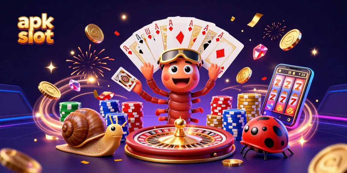 Experience thrilling gameplay with apk slot in a vibrant 3D casino illustration featuring lively characters.
