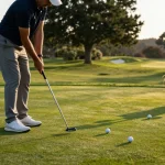 Meninjau ulasan putter di https://puttperfection.com/putter-reviews sambil berlatih di lapangan golf.